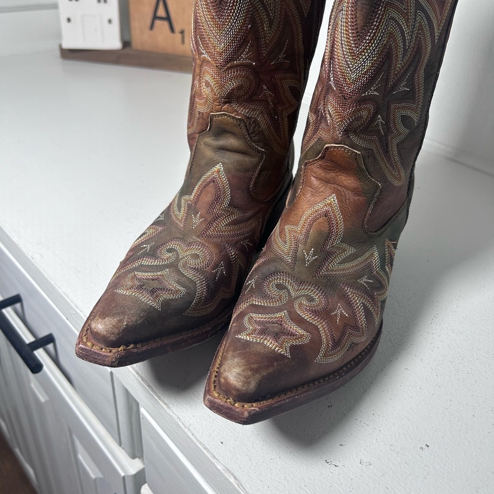 **SOLD**Rocky Women’s Western Cowboy Boots 8.5M Brown Leather Handmade - Picture 4 of 8